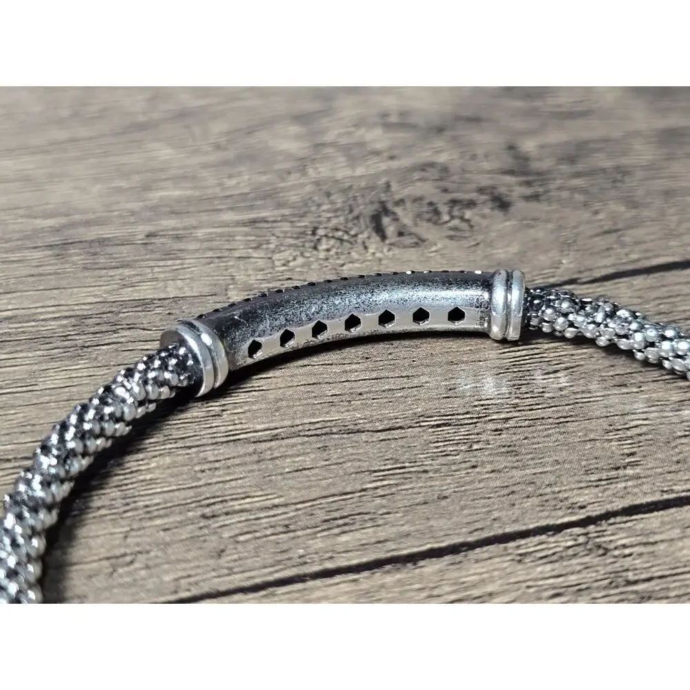 Milor Italy Men's Blackened Sterling Silver Spinel Gemstones cuff bracelet 4.5mm